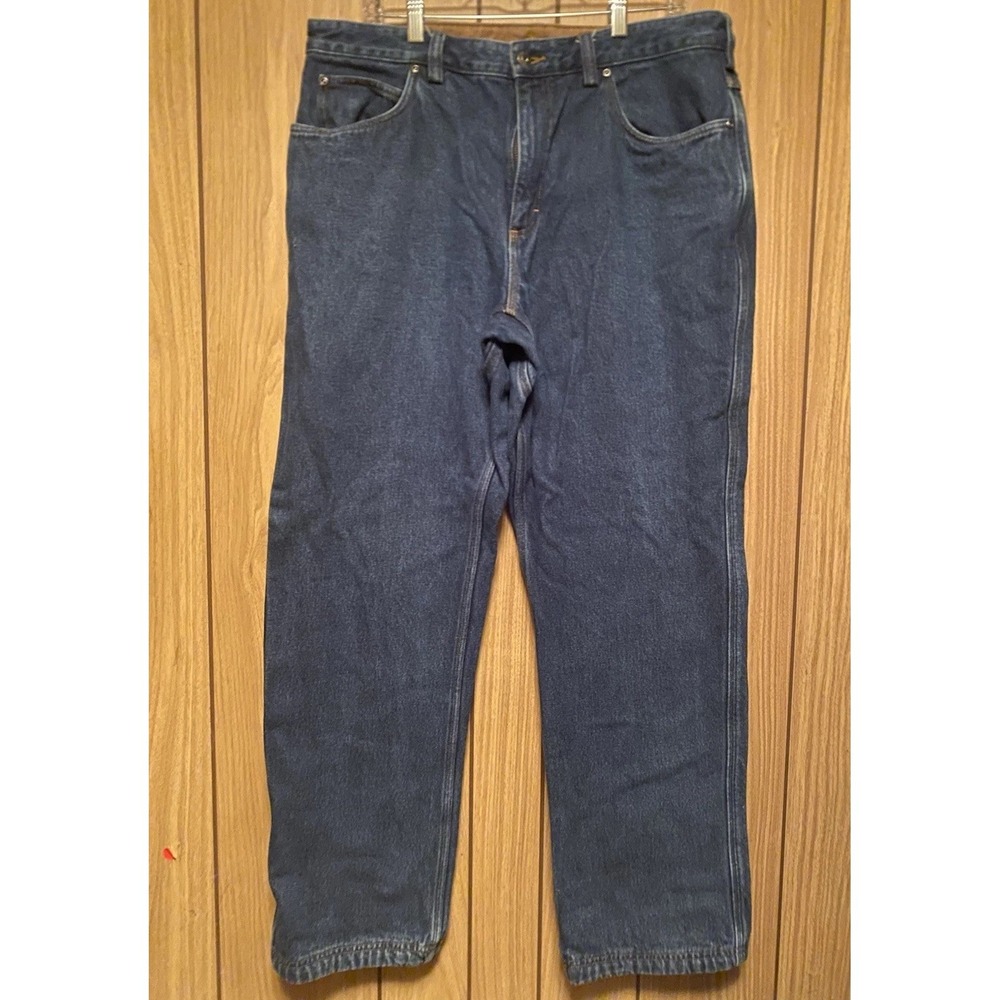 Duluth Trading Co Flannel Lined Jeans Men's 38x32 Relaxed Straight Blue Denim